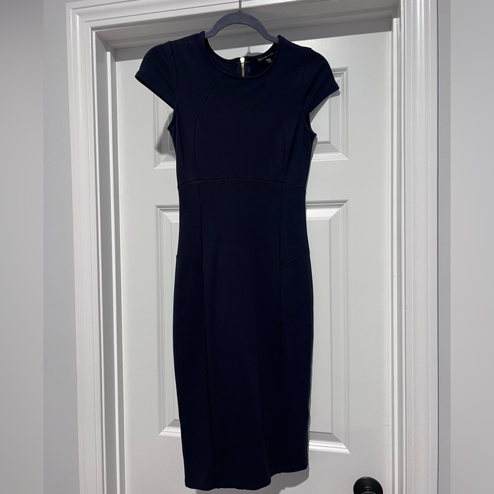 Felicity & Coco Black Bodycon Midi. Zipper Up Back. Size XS.